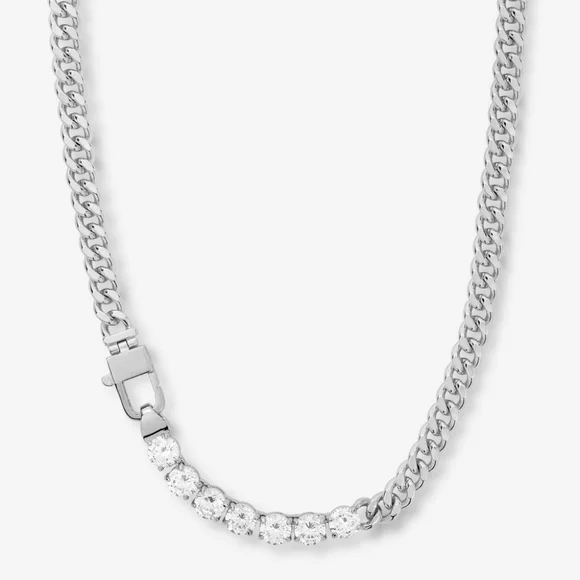 Melinda Maria Julian Loves Diamonds Necklace 18" Silver New ✨️FIRM - Picture 2 of 2